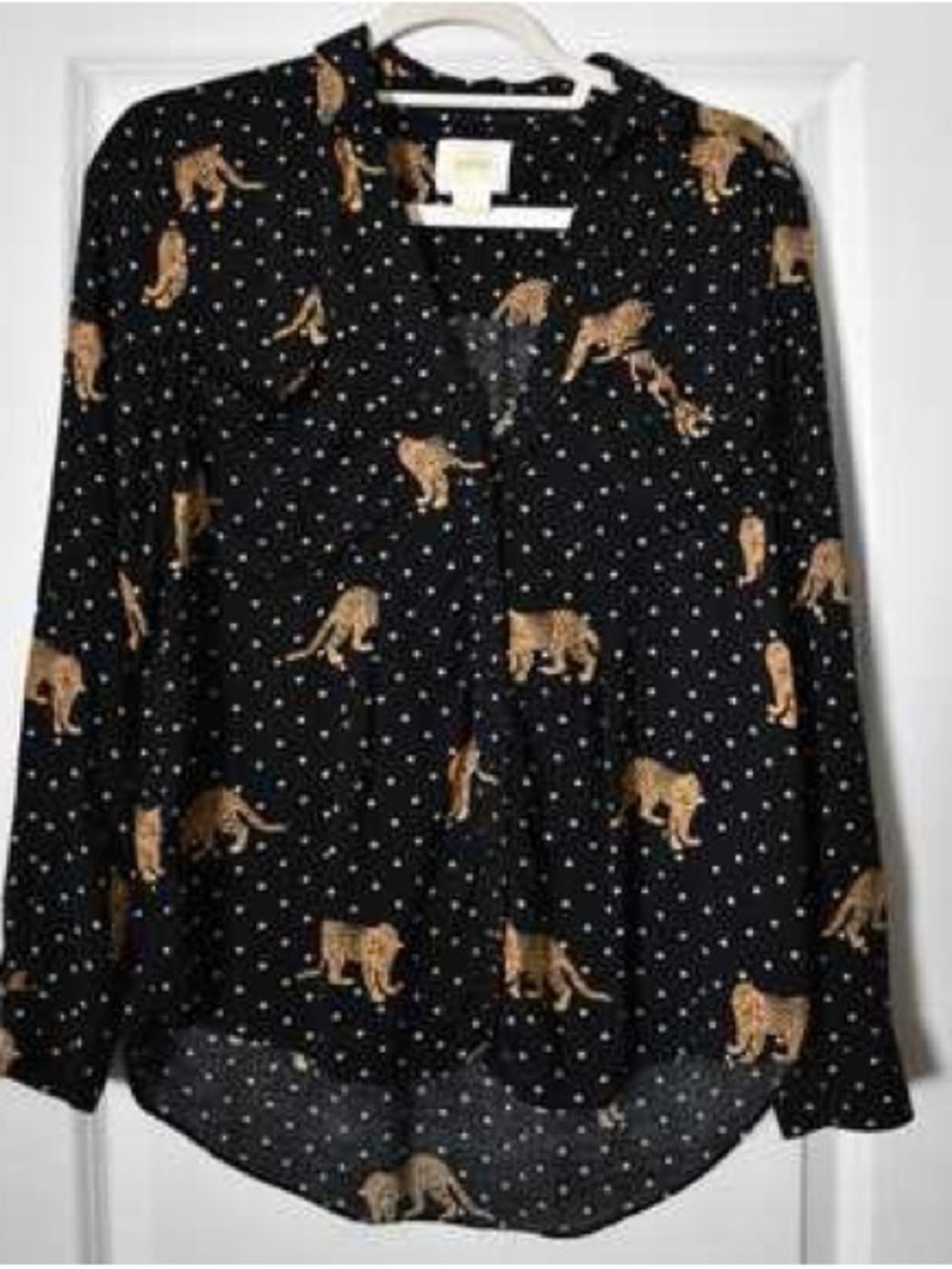 Maeve Anthropologie Casia Leopard and Polka Dot Blouse